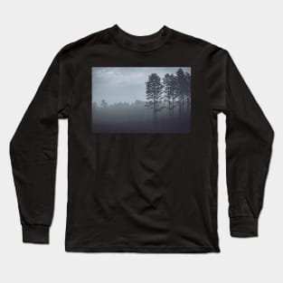 Mystery pine forest covered with fog Long Sleeve T-Shirt